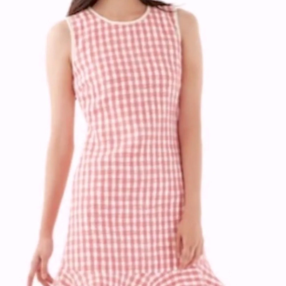 NWT Kate Spade Gingham Flutter Hem Sleeveless Tweed Dress Peach Nectar - Picture 2 of 5
